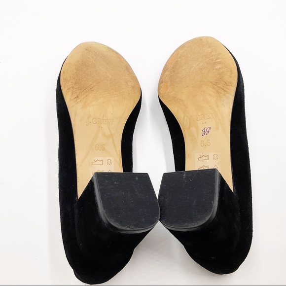 {J. Crew} Black Suede Round Toe Block Heel Pumps - Picture 12 of 16